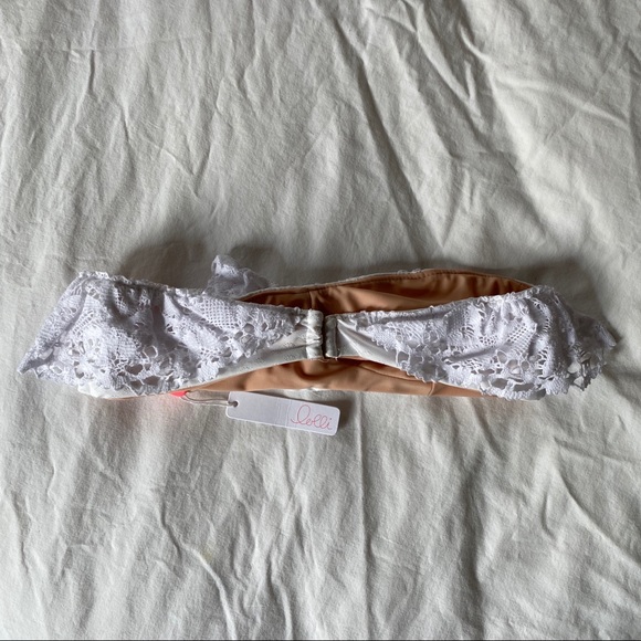 NWT Lolli White Lace Bikini Bandeau Top - Picture 6 of 10